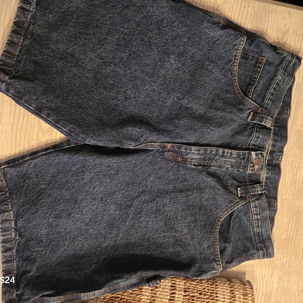 Wrangler Dark Blue Wrangler Carpenter Jean Denim Shorts Sz 36 - Picture 3 of 4